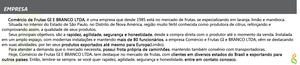 Comércio de Frutas Gi e Branco - Empresa